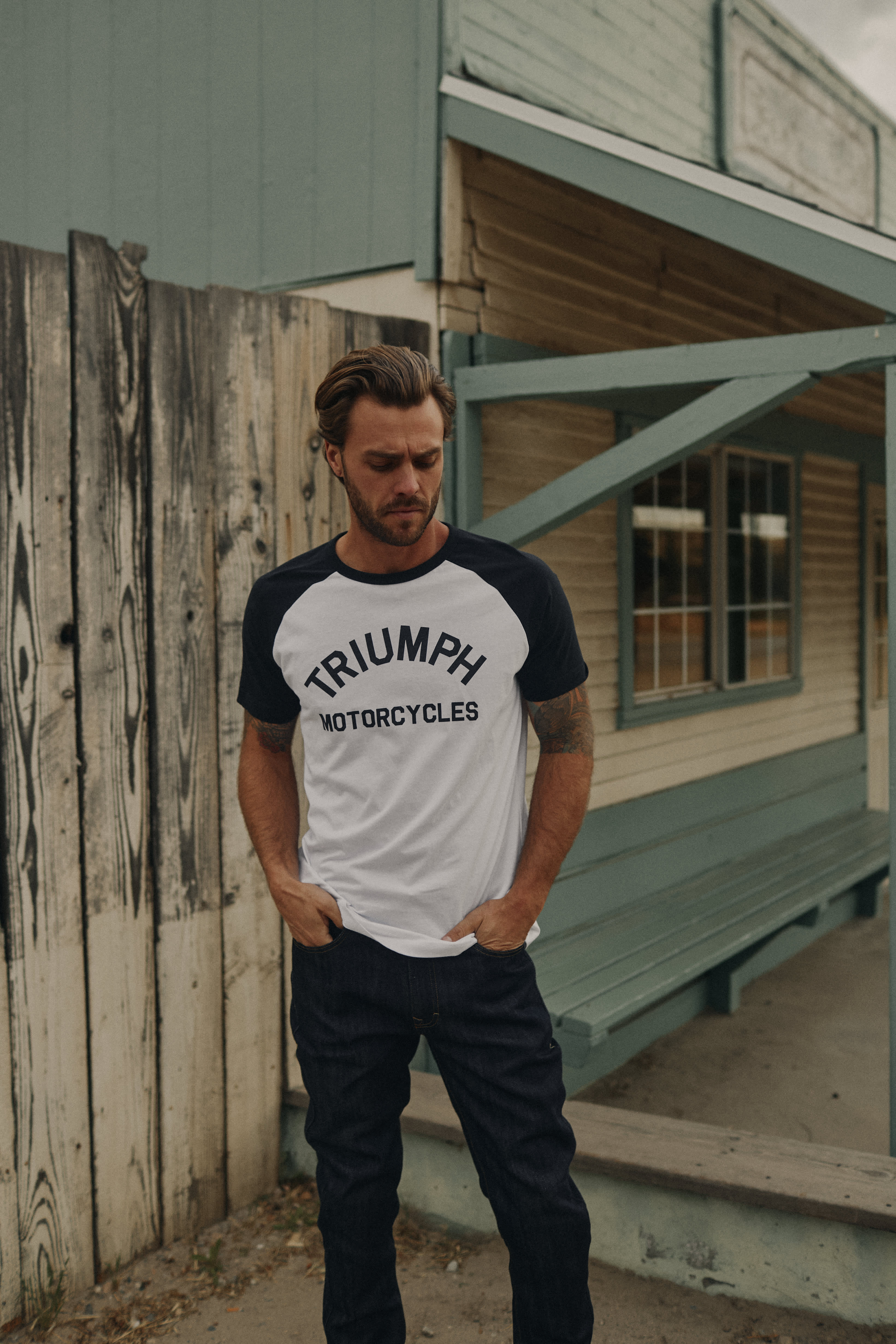 Saltern color Blocked T-shirt in White | Casual Clothing